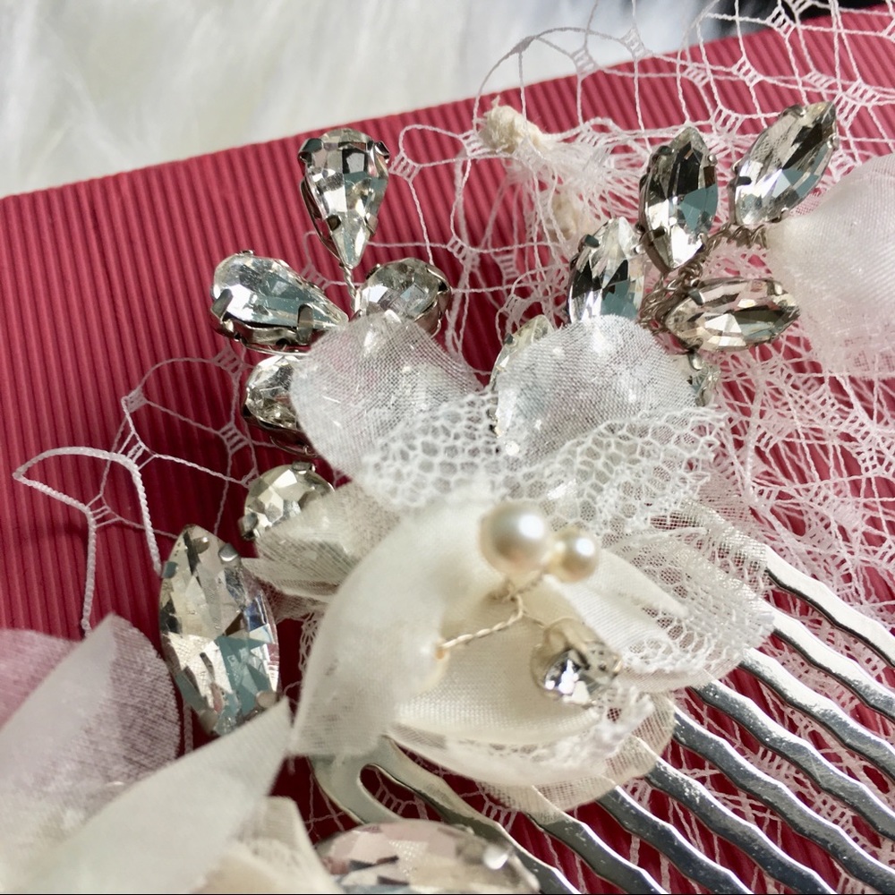 Swarovski Crystal Lace and Pearl Flower Headpiece